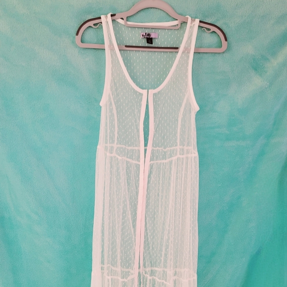 Gorgeous Vylette white lace tiered maxi Swim cover-up size M - Picture 4 of 8